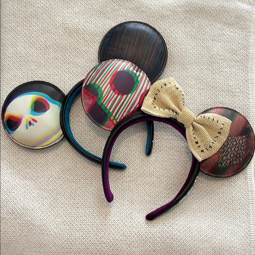 Disney Parks Jack and Sally mouse ears headband set